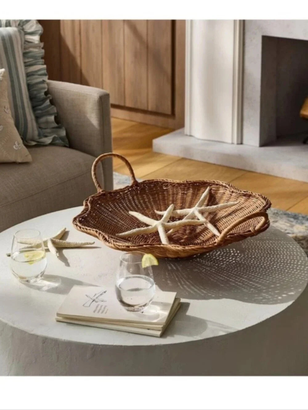 Scallop Woven Shallow Wicker Basket Bowl - Threshold designed with Studio McGee